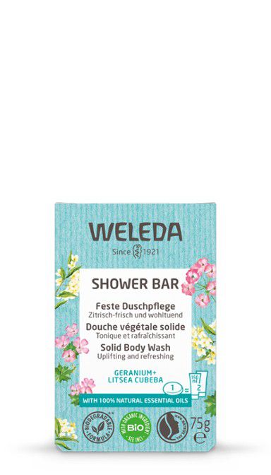 WELEDA feste Duschpflege Geranium+Litsea Cubeba